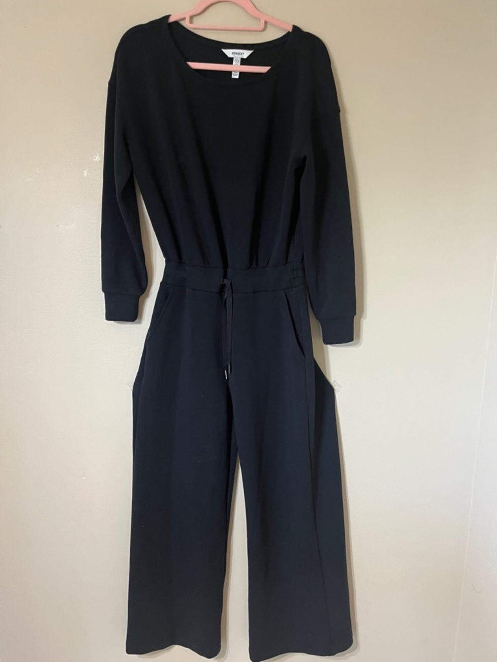 SPANX Black Long-Sleeve Drawstring-Waist Pantsuit